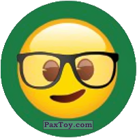 PaxToy.com  Наклейка / Стикер, Фишка / POG / CAP / Tazo Emoji / Эмодзи - 70 Смайлик умник в очках из Cheetos: Найди 90 Эмодзи! (Emoji)