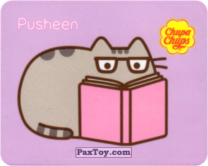 PaxToy.com 21 (Фиолетовый фон) - Pusheen читает книгу из Chupa Chups: Pusheen