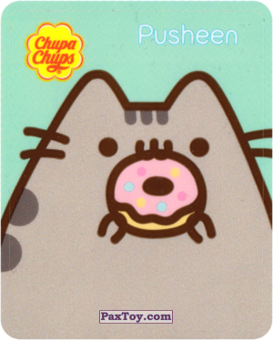 PaxToy.com 27 (Аквамариновый фон) - Pusheen кушает один пончик из Chupa Chups: Pusheen
