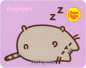 PaxToy.com  Наклейка / Стикер 16 (Фиолетовый фон) - Pusheen задримал из Chupa Chups: Pusheen