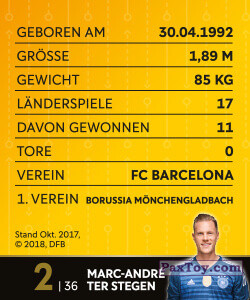 PaxToy.com - 2. Marc-André ter Stegen (Сторна-back) из REWE: DFB Sammelkarten 2018