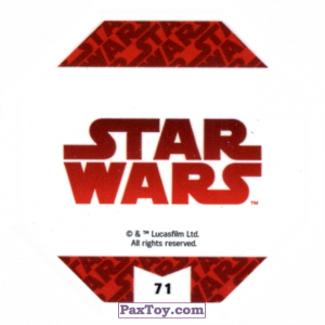 PaxToy.com - Карточка / Card, Фишка / POG / CAP / Tazo #71 First Order (Сторна-back) из Bi-Lo: Star Wars Cosmic Shells