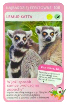 PaxToy.com  Карточка / Card 106 Lemur Katta из Biedronka: Super zwierzaki
