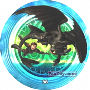 PaxToy.com  Фишка / POG / CAP / Tazo 56 Hiccup flying with Toothless из Chipicao: Как приручить дракона 3