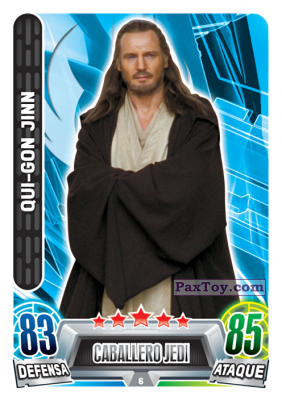PaxToy.com 006 Qui-Gon Jinn из Topps: Star Wars Heroes y Villanos (Force Attax) from Carrefour