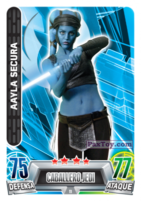 PaxToy.com  Карточка / Card 011 Aayla Secura из Carrefour: Star Wars Heroes y Villanos Force Attax