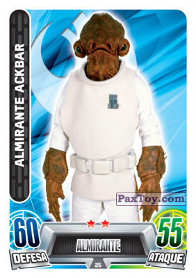 PaxToy.com 025 Almirante Ackbar из Topps: Star Wars Force Attax Heroes y Villanos from Continente