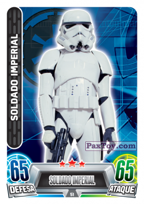 PaxToy.com  Карточка / Card 051 Soldado Imperial из Continente: Star Wars Force Attax 100 Cards 2017