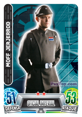 PaxToy.com  Карточка / Card 055 Moff Jerjerrod из Carrefour: Star Wars Heroes y Villanos Force Attax