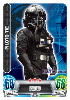 PaxToy.com 056 Piloto Tie из Continente: Star Wars Force Attax 100 Cards 2017