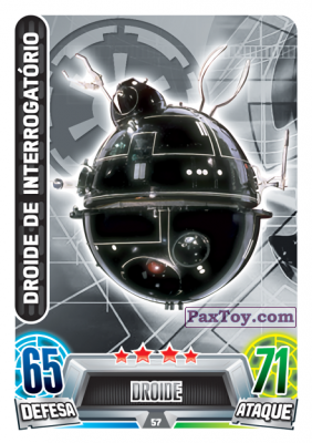 PaxToy.com 057 Droide de Interrogatorio из Continente: Star Wars Force Attax 100 Cards 2017