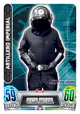 PaxToy.com  Карточка / Card 058 Artillero Imperial из Carrefour: Star Wars Heroes y Villanos Force Attax