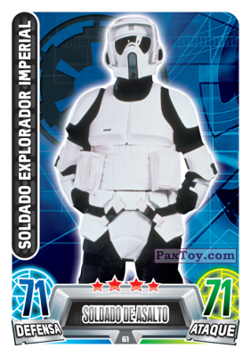 PaxToy.com  Карточка / Card 061 Imperial Biker Scout из Carrefour: Star Wars Heroes y Villanos Force Attax