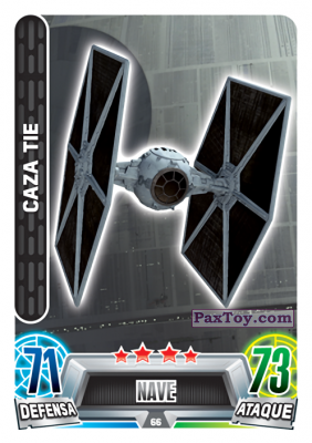 PaxToy.com  Карточка / Card 066 Caza Tie из Carrefour: Star Wars Heroes y Villanos Force Attax