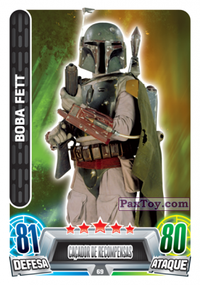 PaxToy.com  Карточка / Card 069 Boba Fett из Continente: Star Wars Force Attax 100 Cards 2017