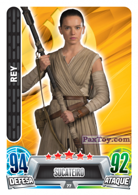 PaxToy.com  Карточка / Card 077 Rey из Continente: Star Wars Force Attax 100 Cards 2017