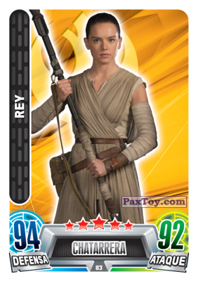PaxToy.com  Карточка / Card 083 Rey из Carrefour: Star Wars Heroes y Villanos Force Attax