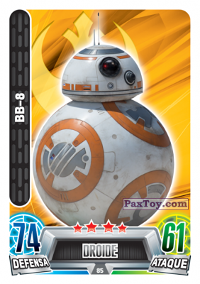 PaxToy.com  Карточка / Card 085 BB-8 из Carrefour: Star Wars Heroes y Villanos Force Attax