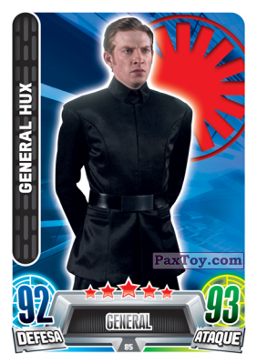 PaxToy.com  Карточка / Card 085 General Hux из Continente: Star Wars Force Attax 100 Cards 2017