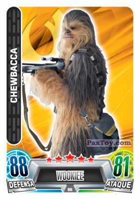 PaxToy.com  Карточка / Card 086 Chewbacca из Carrefour: Star Wars Heroes y Villanos Force Attax