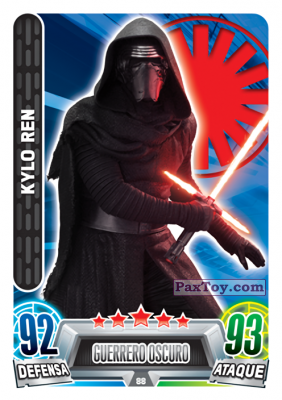 PaxToy.com  Карточка / Card 088 Kylo Ren из Carrefour: Star Wars Heroes y Villanos Force Attax