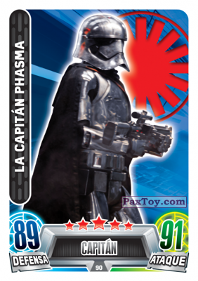 PaxToy.com  Карточка / Card 090 Capitan Phasma из Carrefour: Star Wars Heroes y Villanos Force Attax