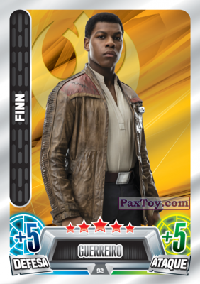 PaxToy.com  Карточка / Card 092 Finn из Continente: Star Wars Force Attax 100 Cards 2017
