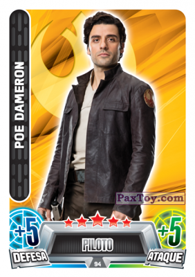PaxToy.com 094 Poe Dameron из Topps: Star Wars Force Attax Heroes y Villanos from Continente