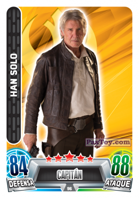 PaxToy.com  Карточка / Card 096 Han Solo из Carrefour: Star Wars Heroes y Villanos Force Attax