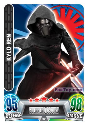PaxToy.com  Карточка / Card 097 Kylo Ren из Carrefour: Star Wars Heroes y Villanos Force Attax