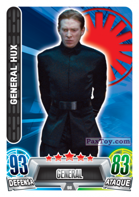 PaxToy.com  Карточка / Card 098 General Hux из Carrefour: Star Wars Heroes y Villanos Force Attax