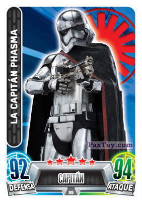 PaxToy.com  Карточка / Card 099 Capitan Phasma из Carrefour: Star Wars Heroes y Villanos Force Attax