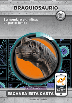 PaxToy.com - Карточка / Card 57 Braquiosaurio (Сторна-back) из Supermercados DIA: Jurassic World - Cards