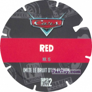 PaxToy.com - Фишка / POG / CAP / Tazo 15 Red (Cars) (Сторна-back) из Mega Image: Super Flizz 2