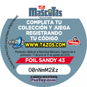 PaxToy.com - 043 Buddy (Сторна-back) из Sabritas: La Vida Secreta De Tus Mascotas