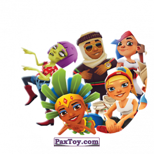 PaxToy.com  Фишка / POG / CAP / Tazo 057 Zoe, Prince K, Lucy, Carmen, Tasha &#038; King из Gamesa: Subway surfers