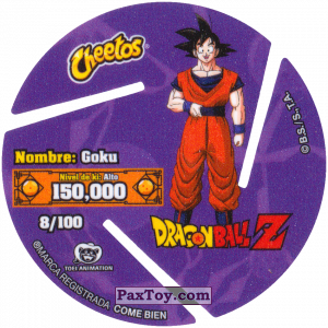 PaxToy.com - Фишка / POG / CAP / Tazo 008 Son Goku - Preparing to attack (Сторна-back) из Cheetos: Dragon Ball Z XFERAS Tazos