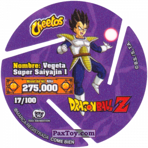 PaxToy.com - 017 Super Saiyan Vegeta - Preparing to attack (Сторна-back) из Cheetos: Dragon Ball Z XFERAS Tazos