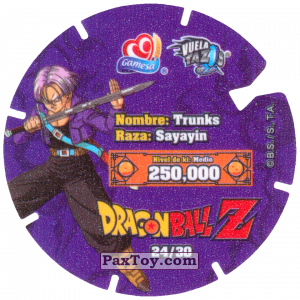 PaxToy.com - 24/30 Trunks - Sayayin (Сторна-back) из Gamesa: Dragon Ball Z - Vuela Tazos Prismatic
