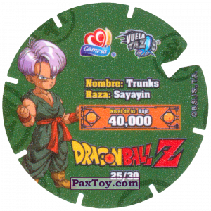 PaxToy.com - 25/30 Trunks - Sayayin (Сторна-back) из Gamesa: Dragon Ball Z - Vuela Tazos Prismatic