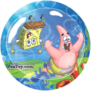 PaxToy.com  Фишка / POG / CAP / Tazo 051 Друзья летают в мыльном пузыре из Chipicao: Sponge Bob
