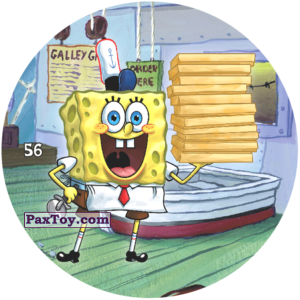 PaxToy.com  Фишка / POG / CAP / Tazo 056 SpongeBob приготовил пицу из Chipicao: Sponge Bob