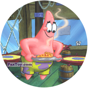 PaxToy.com  Фишка / POG / CAP / Tazo 057 Патрик доволен куску пицы из Chipicao: Sponge Bob