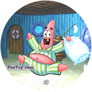 PaxToy.com  Фишка / POG / CAP / Tazo 069 Патрик играет в бой подушками из Chipicao: Sponge Bob