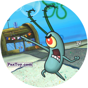 PaxToy.com  Фишка / POG / CAP / Tazo 074 Предупреждение Планктона из Chipicao: Sponge Bob