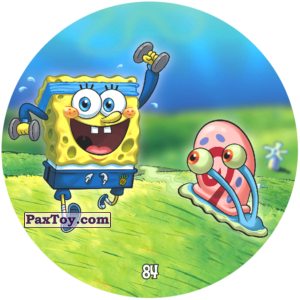 PaxToy.com  Фишка / POG / CAP / Tazo 084 Губка Боб на пробежке из Chipicao: Sponge Bob