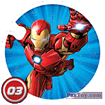 PaxToy.com  Фишка / POG / CAP / Tazo 03 Iron Man из Circle K: Shieldz Marvel