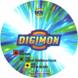 PaxToy.com - 001.2 Angemon a (Сторна-back) из Digimon Pogs Tazos
