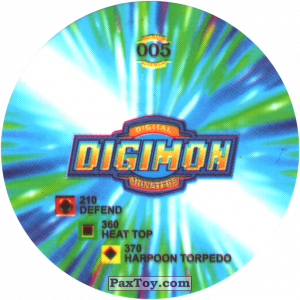 PaxToy.com - 005.1 Unimon a (Сторна-back) из Digimon Pogs Tazos