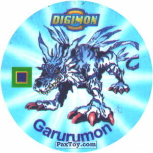 PaxToy.com - 014.1 Garurumon a из Digimon Pogs Tazos